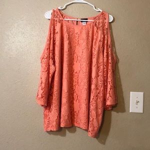 Peach open shoulder blouse